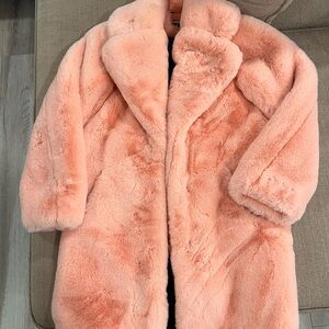 Apparis Stella Peach Faux Fur Coat Jacket NWOT size small S $425